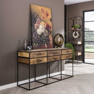 D - Hoyz - Dressoir Float met 6 Lades - 160cm Breed - Hardhout