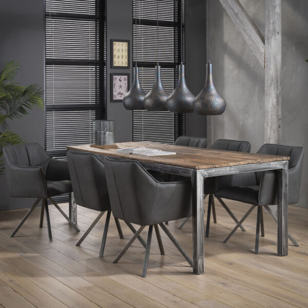D - Hoyz - Draaibare Armstoel Grid - Zwart - Kunstleder - 2 Stuks