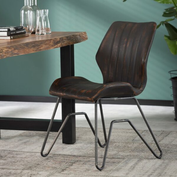 D - Hoyz - Stoel Vintage -  Kunstleer - Bruin - 2 Stuks