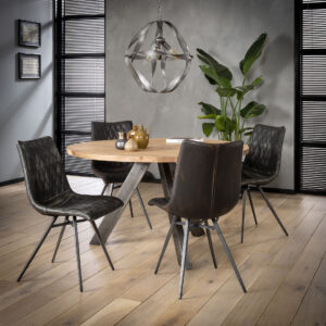 D - Hoyz - Eetkamertafel Rond - Ø135 - Zwart RVS Onderstel - Hout - Bruin