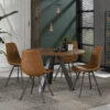 D - Eetkamertafel blad rond - Eettafel Acacia hout - Stalen Driepoot - 5 Personen - Ø120
