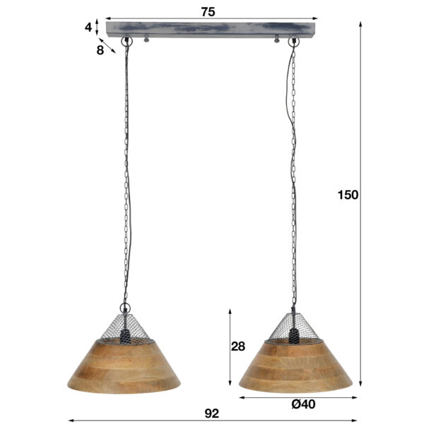 D - Hoyz - Hanglamp - 2x Ø40 cm Mangohouten Kap - Hanglampen