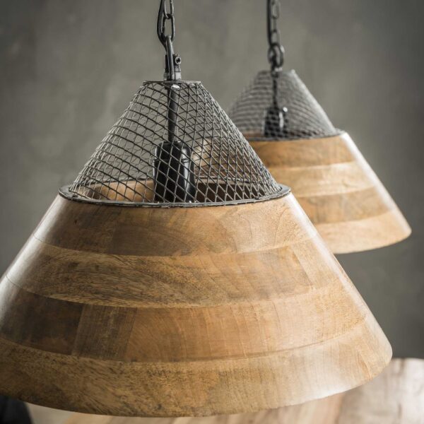 D - Hoyz - Hanglamp - 2x Ø40 cm Mangohouten Kap - Hanglampen