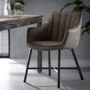 D - Hoyz - Eetkamerfauteuil - Leer - Taupe - 2 stuks