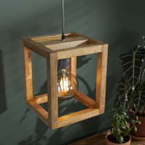 D - Hoyz - Hanglamp - 1x Mango Houten Frame - Hanglamp - 25x25 cm