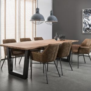 D - Hoyz - Eetkamertafel - Stam - Zwart RVS Onderstel - 200x100x77