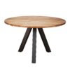 D - Eetkamertafel blad rond - Eettafel Acacia hout - Stalen Driepoot - 5 Personen - Ø120