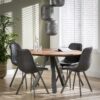 D - Eetkamertafel blad rond - Eettafel Acacia hout - Stalen Driepoot - 5 Personen - Ø120
