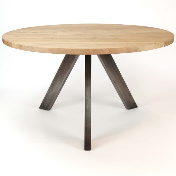 D - Hoyz - Eetkamertafel Rond - Ø135 - Zwart RVS Onderstel - Hout - Bruin