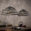 D - Hoyz - Hanglamp - 2xØ50 Halfronde Lampenkappen - Gedraaid Staaldraad
