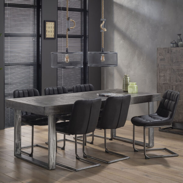 D - Hoyz - Eetkamertafel Grado - Hout - Industrieel - Grijs - 200x95x78