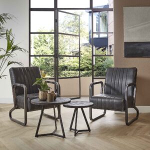 D - Hoyz - Bijzettafel Yucon black - Set van 2 - Zwart - 50x50x45
