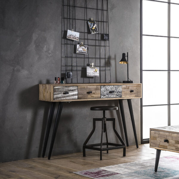 D - Bijzettafel Teca - Bruin - Tafel - 120x30x80 - Modern