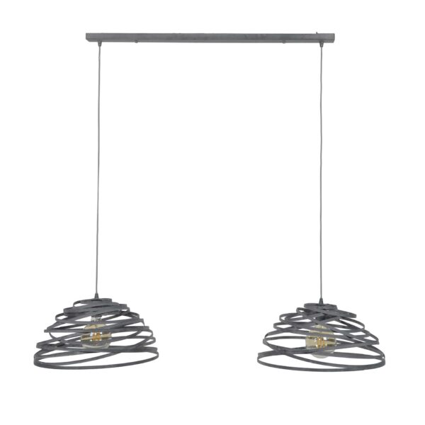 D - Hoyz - Hanglamp - 2xØ50 Halfronde Lampenkappen - Gedraaid Staaldraad