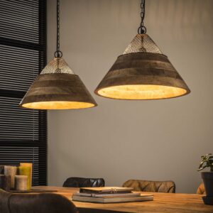 D - Hoyz - Hanglamp - 2x Ø40 cm Mangohouten Kap - Hanglampen