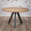 D - Eetkamertafel blad rond - Eettafel Acacia hout - Stalen Driepoot - 5 Personen - Ø120